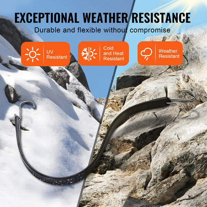 50-delars platt elastiskt rep, 19,8 mm kraftiga elastiska remmar med stål-S-krokar, 21" elastiskt elastiskt rep för last, presenningar, lastbilar och tält, svart