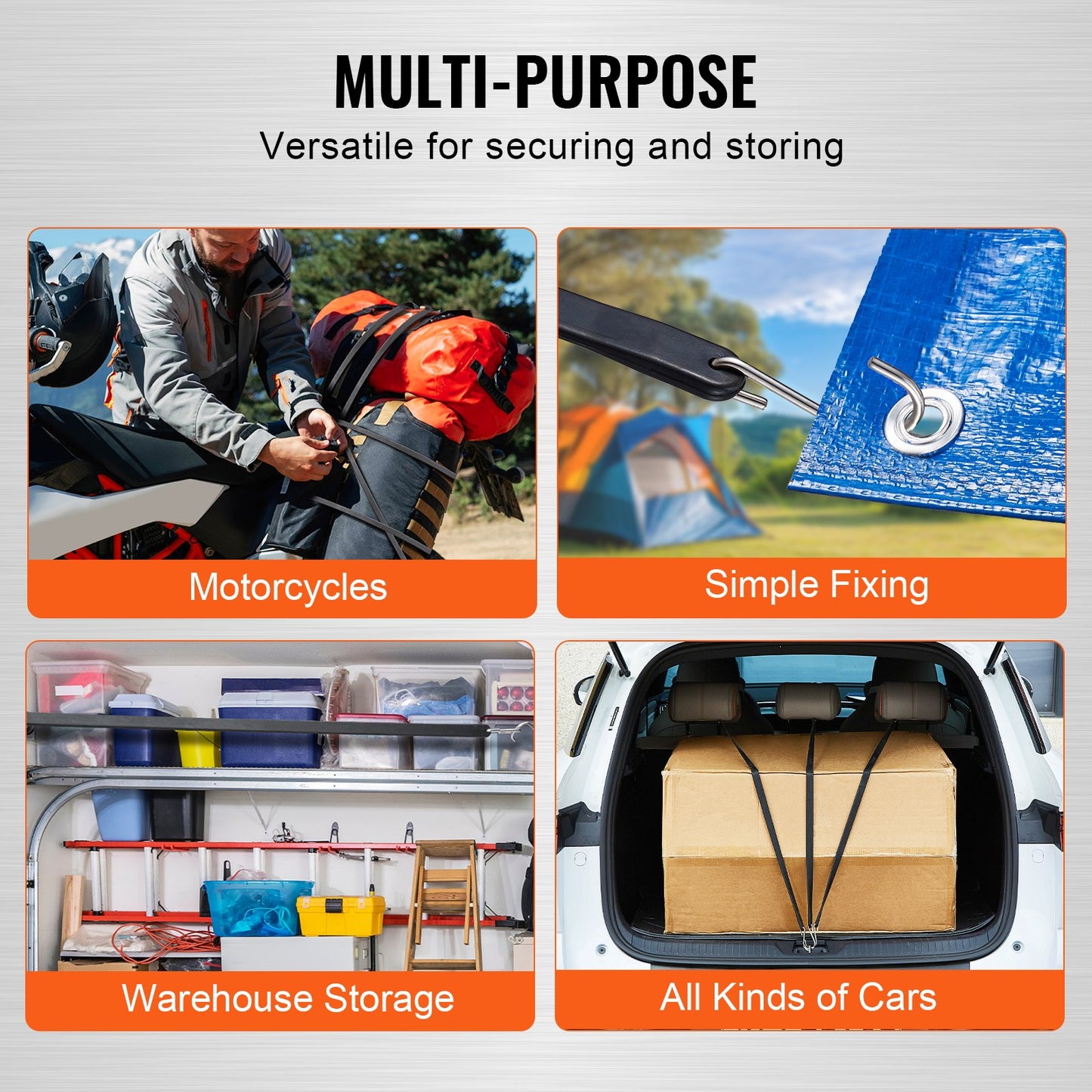 10-delat platt elastiskt rep, 20 mm kraftiga elastiska remmar med stål-S-krokar, 91 cm elastiskt elastiskt rep för last, presenningar, lastbilar och tält, svart