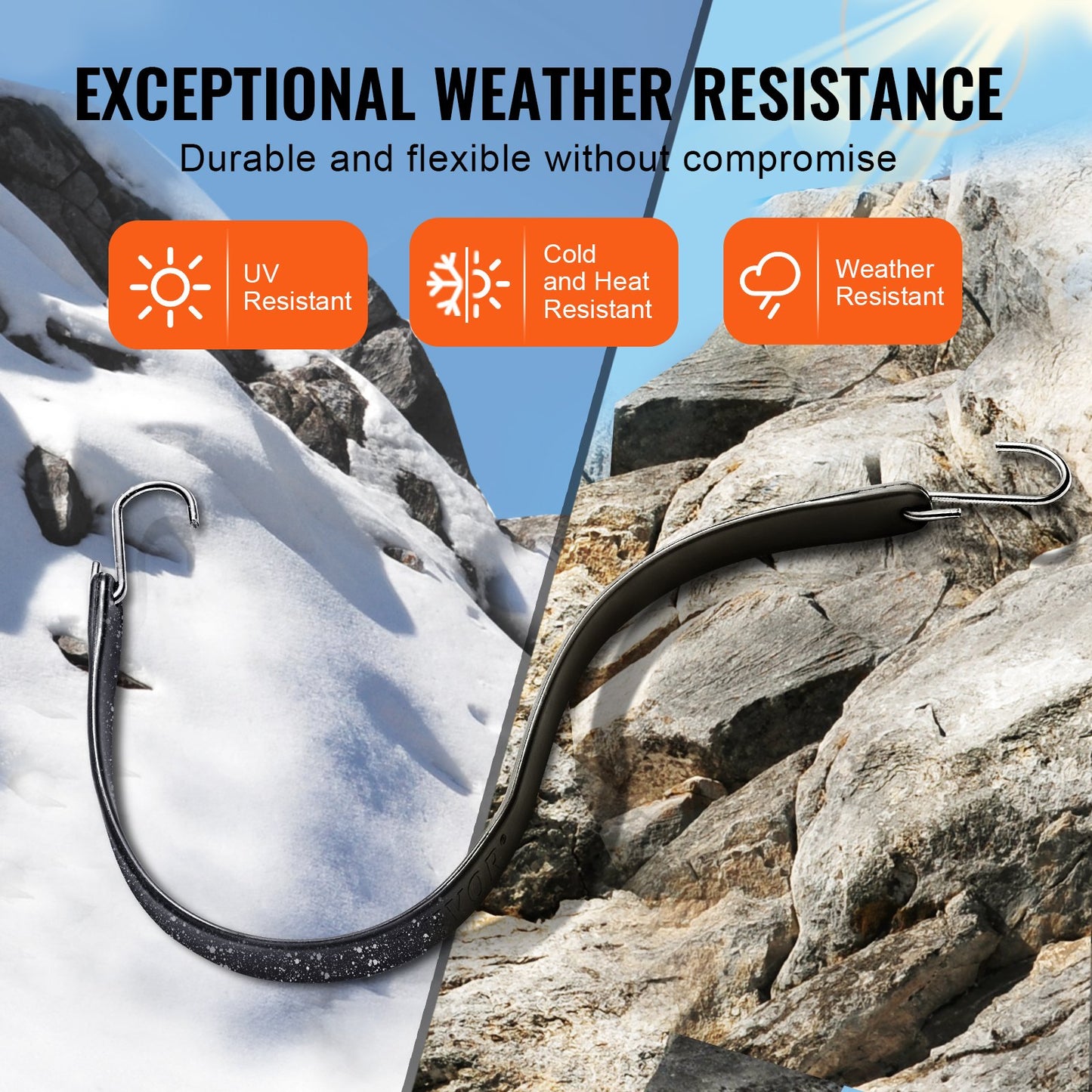 20-delad platt bungee-lina, 20 mm kraftiga bungee-remmar med stål-S-krokar, inkluderar 15", 21", 36", elastiskt bungee-rep för last, presenningar, lastbilar och tält, svart