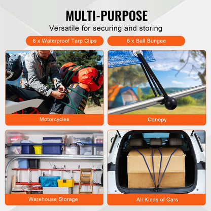 32-delat platt bungee-linset, 17 mm kraftiga bungee-remmar med A3-stål J-krokar, inkluderar 10", 18", 24", 32", 40", bungee-rep med bärbar förvaringsväska, 6 klämmor och baldakinband