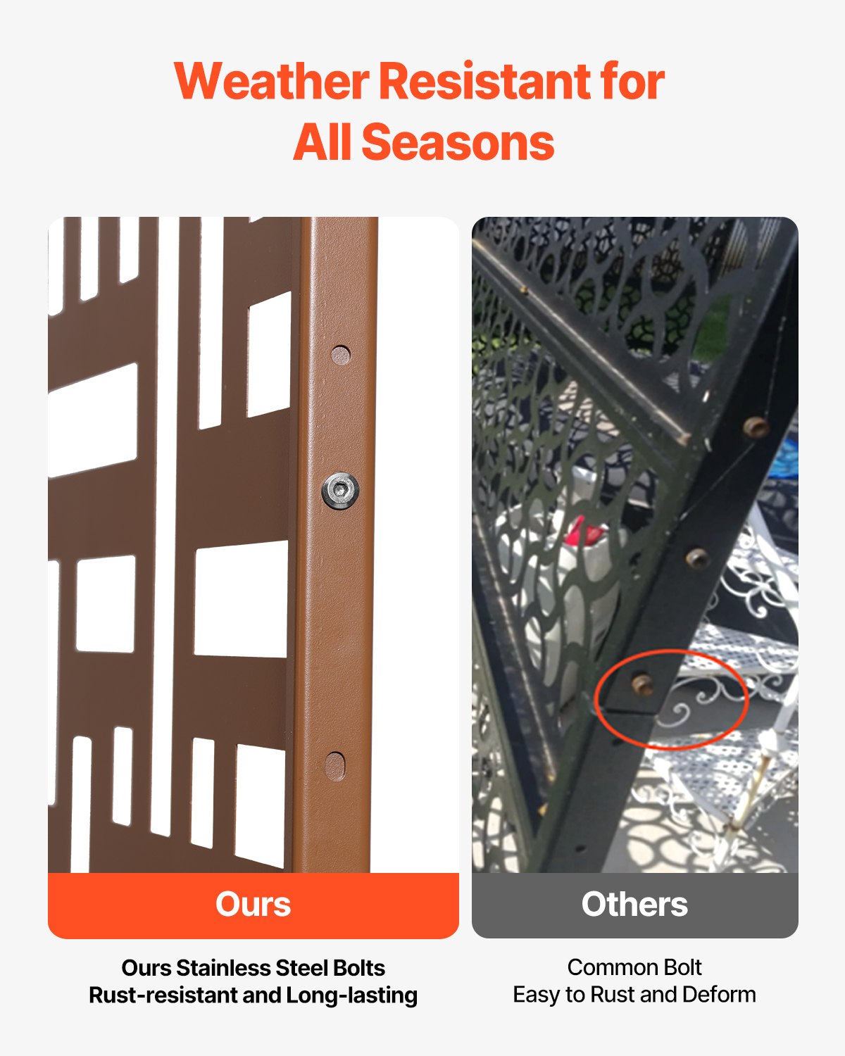 Metal Privacy Screen, 47" W x 76" H, Outdoor Privacy Screens 3-Panel, Freestanding Outdoor Divider with Stand, Decorative Garden Steel Privacy Fence for Balcony Patio Indoor Room Hot Tub Brown