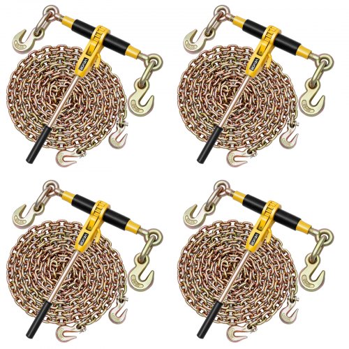 Spärrkedjebindare, 10 mm x 6,1 m G80-kedjor, 4173 kg arbetsbelastning för spärrkedjebindare, kedjor och bindemedelssats, surrningskedjebindare för transport, bogsering, skogsbruk, lyft
