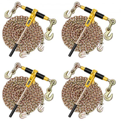 Spärrkedjebindare, 10 mm x 6,1 m G80-kedjor, 4173 kg arbetsbelastning för spärrkedjebindare, kedjor och bindemedelssats, surrningskedjebindare för transport, bogsering, skogsbruk, lyft