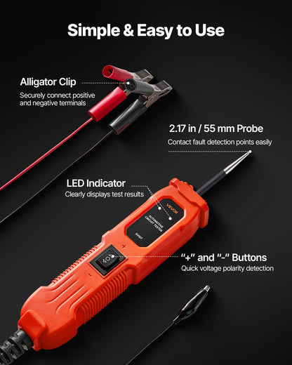 Bilkretsprovare, 6-36 DCV strömkretsprobprobe med belysning, bilströmprobe med 4 m kabel, ABS-skalkabeldetektor för sedan, SUV, husbil, lastbil