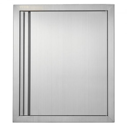 Grilldörr, 457x533 mm enkel utomhusköksdörr, infälld dörr i rostfritt stål, vertikal väggdörr med infällt handtag, för grillö, grillstation, utomhusskåp