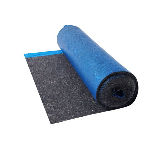 Golvunderlag 18,6 m²/rulle, 3 mm tjock laminatgolvstoppning med bifogad ångspärr, kraftig fiber + PE-film, ljudisolering och bullerreducering, perfekt för vinylgolv