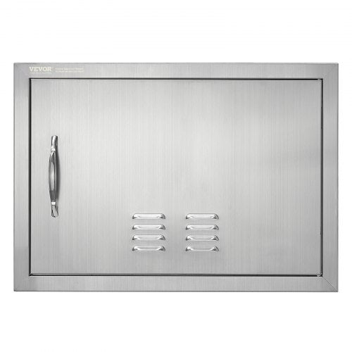 Grilldörr, 610x432 mm enkel utomhusköksdörr, infälld dörr i rostfritt stål, vertikal väggdörr med handtag och ventiler, för grillö, grillstation, utomhusskåp