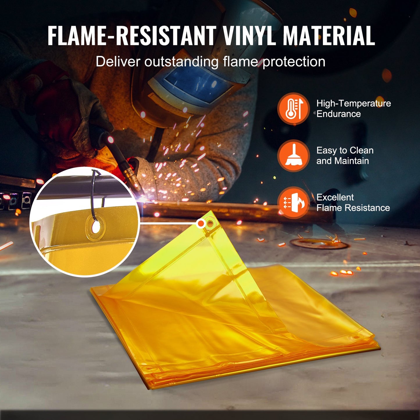 Svetsnät med ram, 6' x 6' svetsridånät, flamskyddad svetsskyddsnät i vinyl på 4 vridbara hjul (2 låsbara), rörlig och professionell för verkstad/industri, gul
