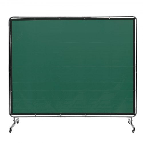 Svetsskyddsskärm med ram, 1,83 x 2,44 m svetsskyddsskärm, flamskyddad svetsskyddsskärm i vinyl på 4 svängbara hjul (2 låsbara), flyttbar och professionell för verkstad/industri, grön