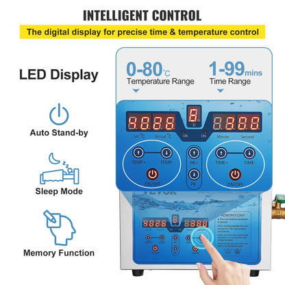 Ultraljudsrengöring, 36KHz~40KHz justerbar frekvens, 15L 220V, ultraljudsrengöringsmaskin med digital timer och värmare, laboratoriesonicrengöring för smycken, klocka, glasögon, mynt, FCC/CE/RoHS-lista