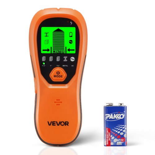Regeldetektor Väggskanner, 5 i 1, Elektronisk Väggregeldetektor med Smart Sensor, HD LCD-Display och Ljudlarm, för mitten och kanten av metall, AC-ledning, Bjälkar, Rör, Orange
