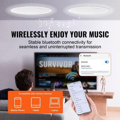 2 PCs 6.5"/16.5 cm Bluetooth Ceiling Speakers 150W Flush Mount in-Wall Speaker