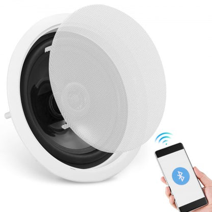 6,5" Bluetooth-takhögtalare, 150 W, infällda tak- och vägghögtalarsystem med 8Ω impedans 89 dB känslighet, för kök, vardagsrum, sovrum eller täckta verandor, enkel