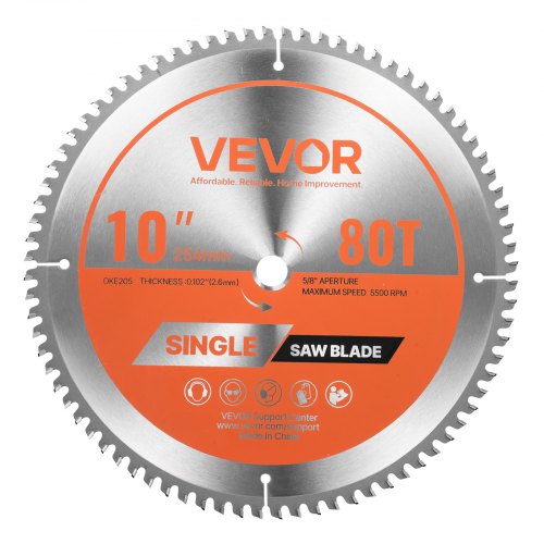 Cirkelsågklinga, 254 mm diameter, 80 vassa legeringständer, 15,875 mm spindel, fin yta, aluminiumskärklinga för cirkelsåg, med ljudreducerande värmeventiler, för skärning av stål och metall