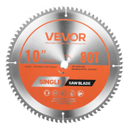 Cirkelsågklinga, 254 mm diameter, 80 vassa legeringständer, 15,875 mm spindel, fin yta, aluminiumskärklinga för cirkelsåg, med ljudreducerande värmeventiler, för skärning av stål och metall