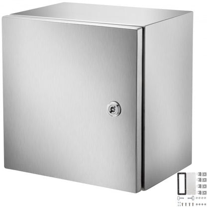 NEMA-kapsling i rostfritt stål, 300 x 300 x 200 mm NEMA 4X elbox i stål, IP66 vattentät och dammtät, kopplingsbox för utomhus-/inomhusbruk, med monteringsplatta