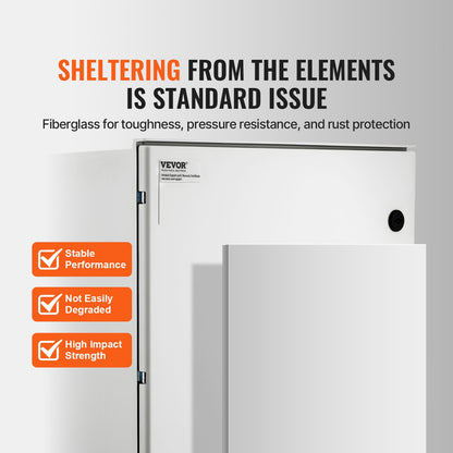 NEMA Steel Enclosure, 60x50x23 cm NEMA 4X Fiberglass Electrical Box, IP66 Waterproof & Dustproof, Outdoor/Indoor Electrical Junction Box, with Mounting Plate