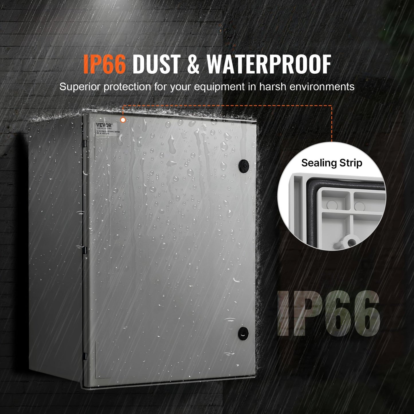 NEMA Steel Enclosure, 60x50x23 cm NEMA 4X Fiberglass Electrical Box, IP66 Waterproof & Dustproof, Outdoor/Indoor Electrical Junction Box, with Mounting Plate