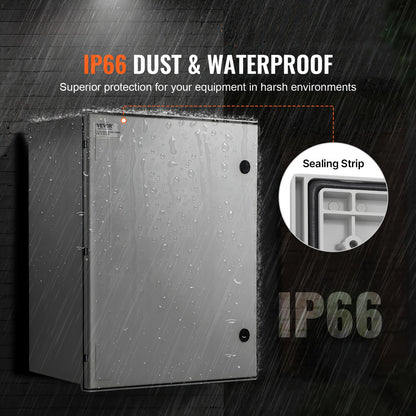 NEMA Steel Enclosure, 60x50x23 cm NEMA 4X Fiberglass Electrical Box, IP66 Waterproof & Dustproof, Outdoor/Indoor Electrical Junction Box, with Mounting Plate