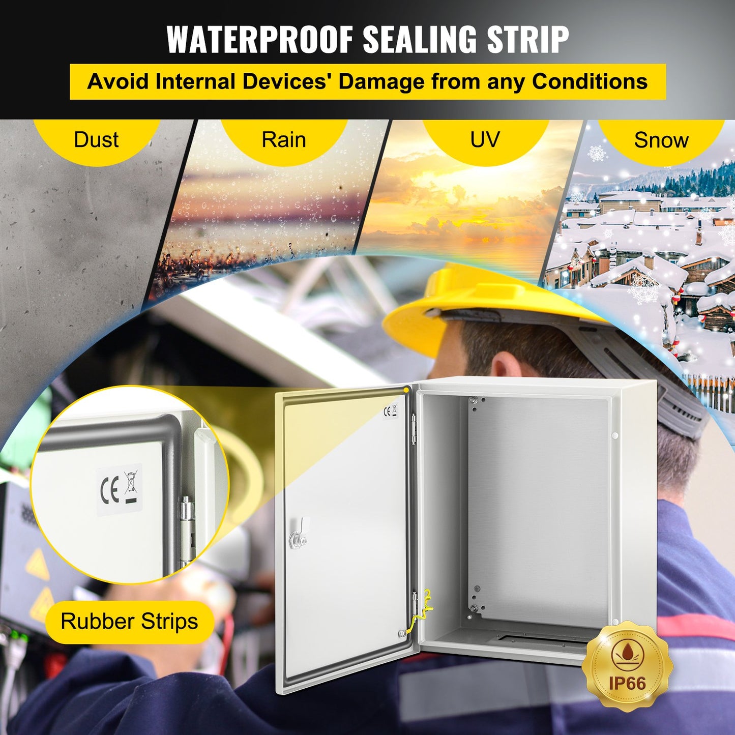 NEMA Steel Enclosure, 50x40x25 cm NEMA 4X Steel Electrical Box, IP66 Waterproof & Dustproof, Outdoor/Indoor Electrical Junction Box, with Mounting Plate