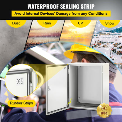 NEMA Steel Enclosure, 50x40x25 cm NEMA 4X Steel Electrical Box, IP66 Waterproof & Dustproof, Outdoor/Indoor Electrical Junction Box, with Mounting Plate