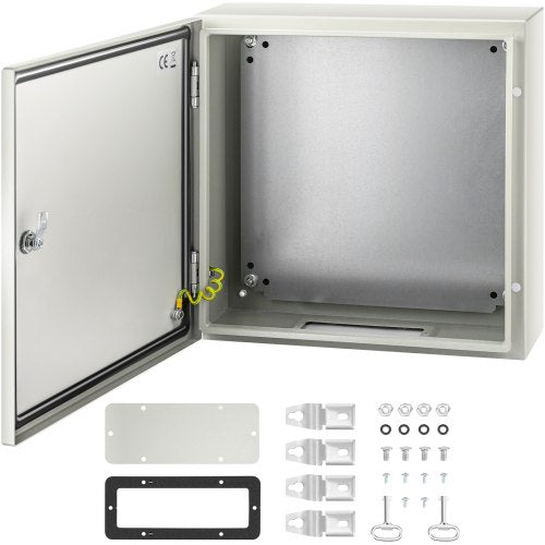 NEMA stålkapsling, 50x50x15 cm NEMA 4X stålelbox, IP66 vattentät och dammtät, kopplingsdosa för utomhus-/inomhusbruk, med monteringsplatta