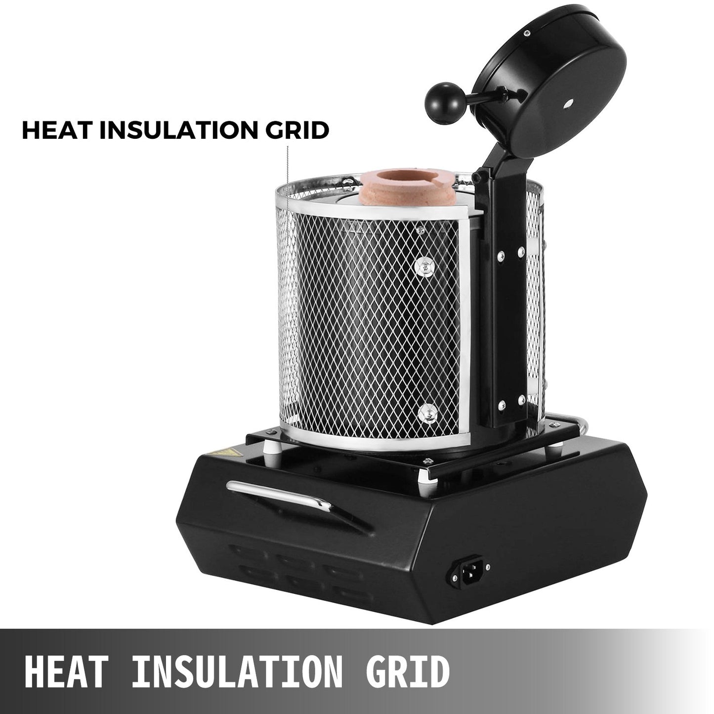 Guldsmältugn, 1350W, 1150℃ maxtemperatur, digital elektrisk smältugn, med 1 kg keramisk degel, för gjutning av ädla metaller, smälter guld, silver, aluminium