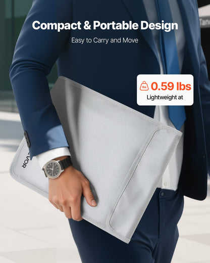 Brandsäker dokumentväska, 1200 ℉ värmeisolerad brandsäker och vattentät väska med slät dragkedja, bärbar filförvaringsorganisatör för hemmakontor och resor, för pass, viktiga dokument, filer