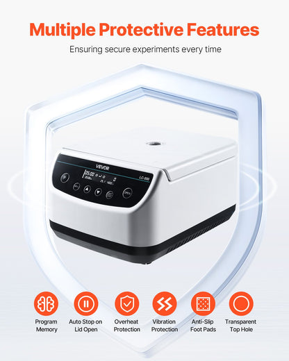 Centrifugmaskin, 100-1900xg RCF elektrisk laboratoriecentrifugmaskin med 1 rotor för 2/5/10/15 ml rörkapacitet, låg hastighet 500-4000 rpm med timer, används ofta i olika experiment