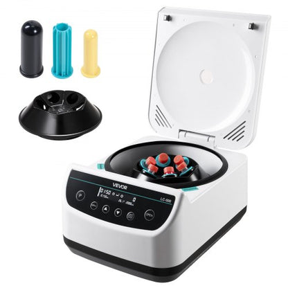 Centrifugmaskin, 100-2100xg RCF elektrisk laboratoriecentrifugmaskin med 1 rotor för 2/5/10/15/50 ml rörkapacitet, låg hastighet 500-4000 rpm med timer, används ofta i olika experiment