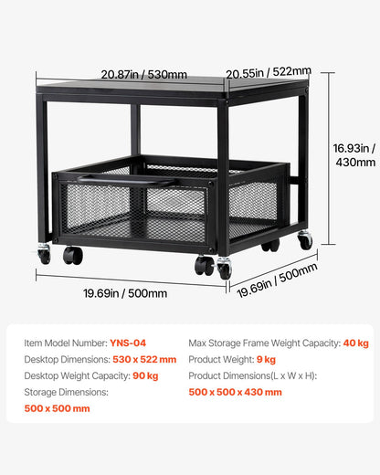 Mini Fridge Stand with Storage, 198 lbs Mini Fridge Table with Movable Storage Cart & Swivel Wheels, Beverage Refrigerator Stand for Coffee Bar, Mini Fridge Organizer for Office Home Dorm, Black