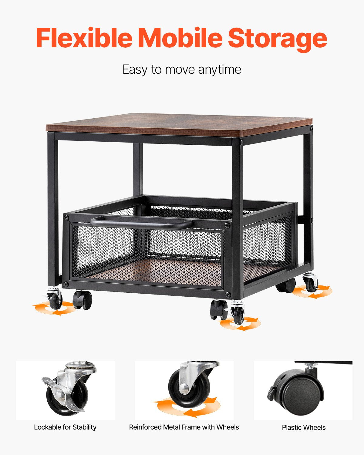 Minikylskåpsställ med förvaring, 198 lbs minikylskåpsbord med flyttbar förvaringsvagn och svängbara hjul, dryckeskylskåpsställ för kaffebar, minikylskåpsorganisatör för studenthem, mörkbrun