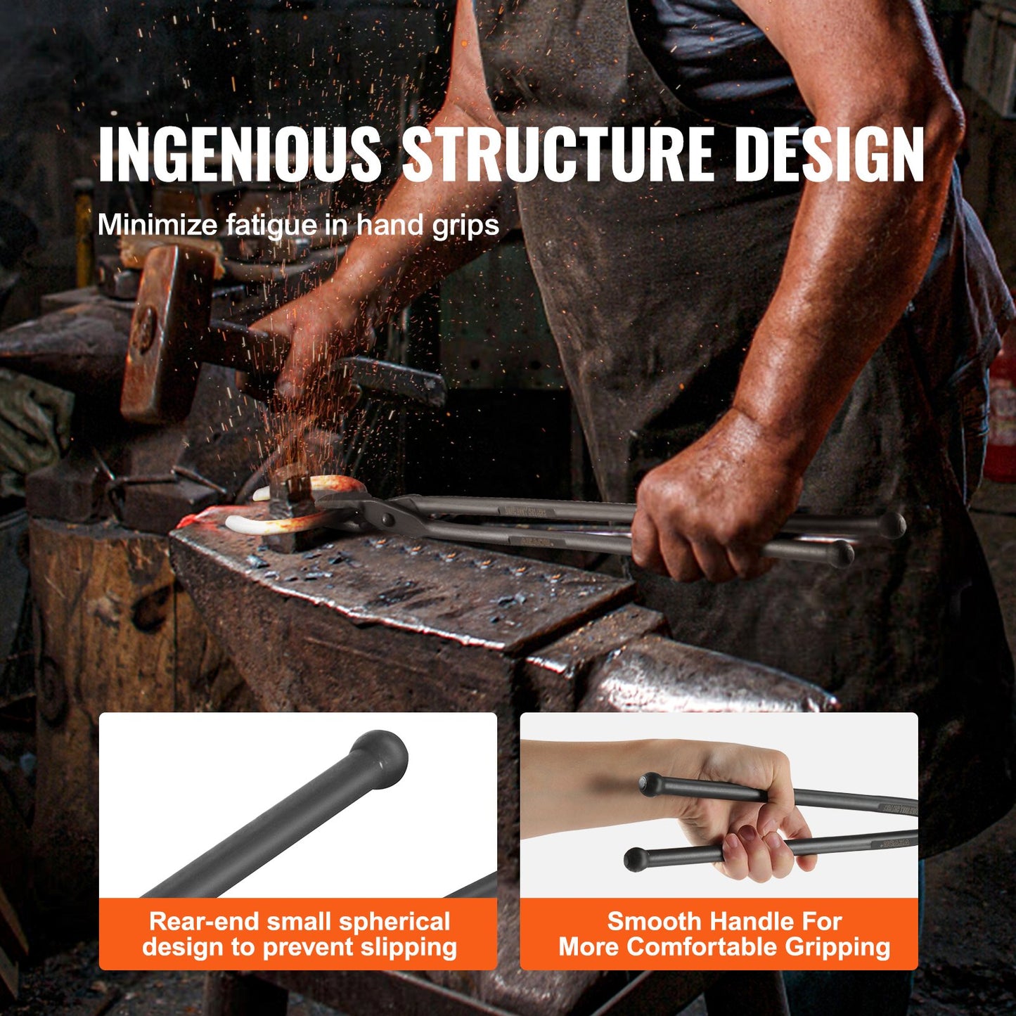 Smedtänger, 45,7 cm 3 st, V-bitsbulttänger, Wolf Jaw-tänger och Z V-bitstänger, smidstänger i kolstål med A3-stålnitar, för nybörjare och erfarna smeder, bladsmeder och hantverkare