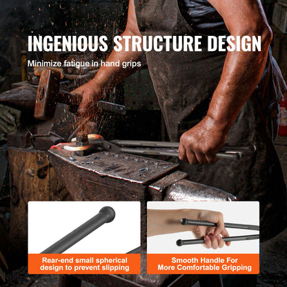 Smedtänger, 45,7 cm 4 st, V-bitsbulttänger, Wolf Jaw-tänger, Z-V-bitstänger och griptänger, smidstänger i kolstål med A3-stålnitar, för nybörjare och erfarna smeder, kling- och kling-smeder