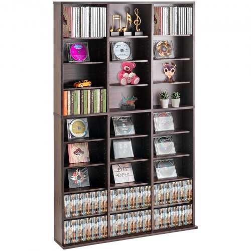 Mediaförvaringsskåp, 9-lagers DVD-hylla Rymmer upp till 756 CD-skivor, Justerbara CD-hyllor 27 fack, Skyddar och organiserar musik-, film-, videospel- eller memorabiliasamlingar, Espresso