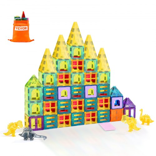 Magnetiska plattor, 56 delar magnetiska djurbyggklossar för barn, magnetbyggset med 4 dinosaurier, STEM sensoriska pedagogiska konstruktionsleksaker stapelbara present till småbarn pojkar flickor från 3 år