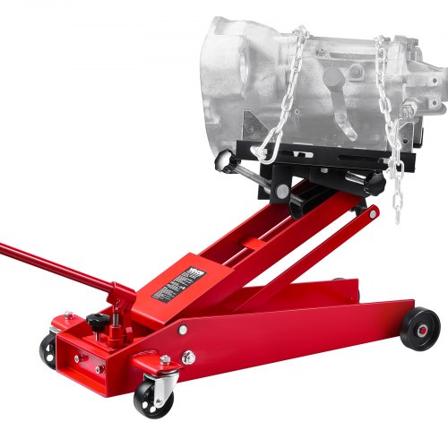 Lågprofilsdomkraft, 1000 lbs / 0,45 ton lyftkapacitet Teleskopisk domkraft med transmission, 16–64 cm lyfthöjd, 360° svängbara framhjul, kraftig lyftanordning för garage, verkstad