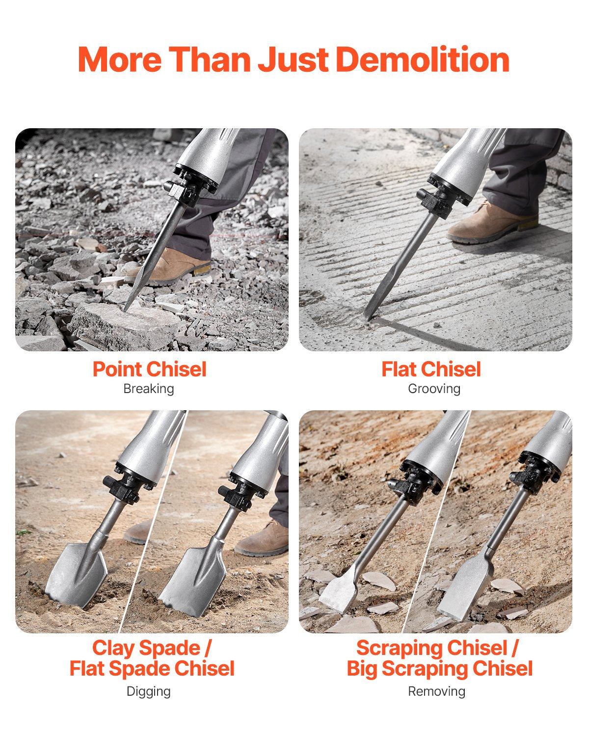 Rivningslyfthammare Betongbrytare 2200W Elektrisk Hammare 6 Mejselbits