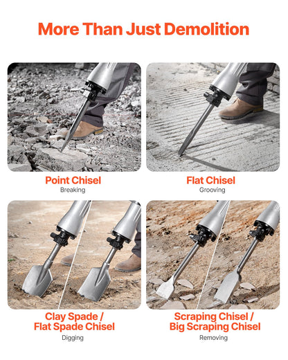 Rivningslyfthammare Betongbrytare 2200W Elektrisk Hammare 6 Mejselbits