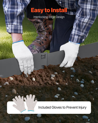 Stålkantlist, 5-pack 39 x 3 tum rostbeständig metallkantlist, böjbar trädgårdskant, kraftig gräsmatta, lätt att installera, rabattgångavdelare mörkgrå