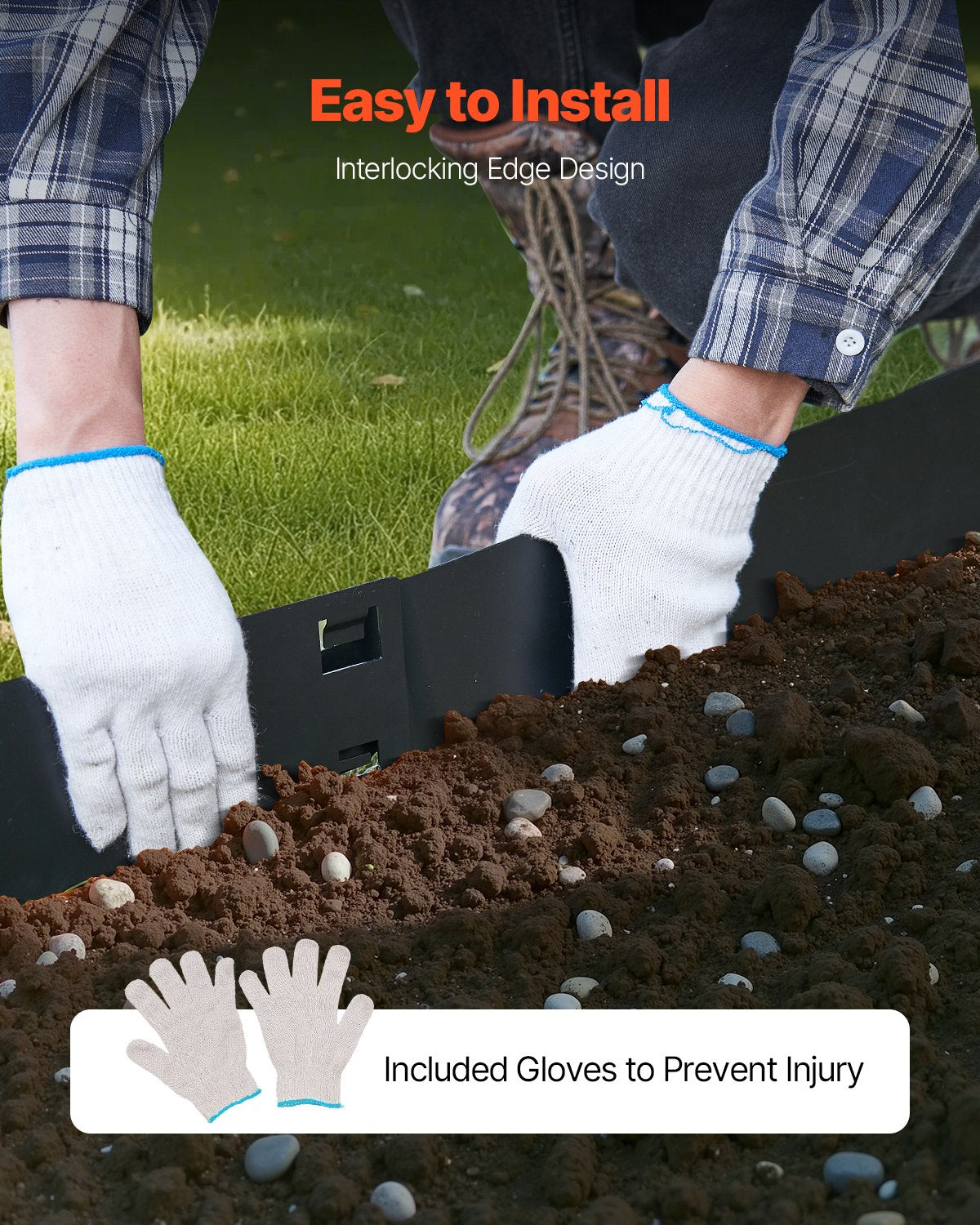 Stålkantlist, 5-pack 39 x 4 tum rostbeständig metallkantlist, böjbar trädgårdskant, kraftig gräsmatta, enkel att installera, rabattgångavdelare svart