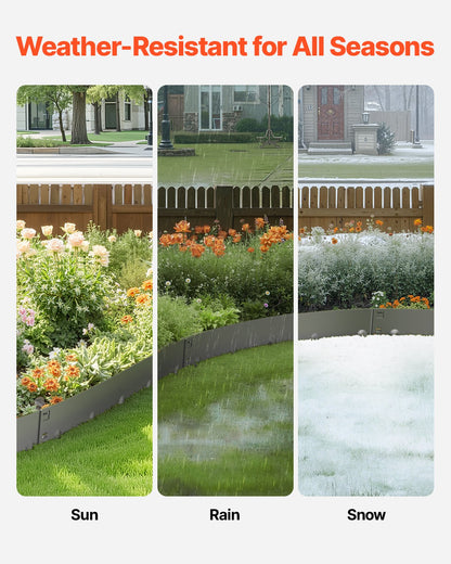 Stålkantlist, 5-pack 39 x 4 tum rostbeständig metallkantlist, böjbar trädgårdskant, kraftig gräsmatta, lätt att installera, rabattgångavdelare mörkgrå