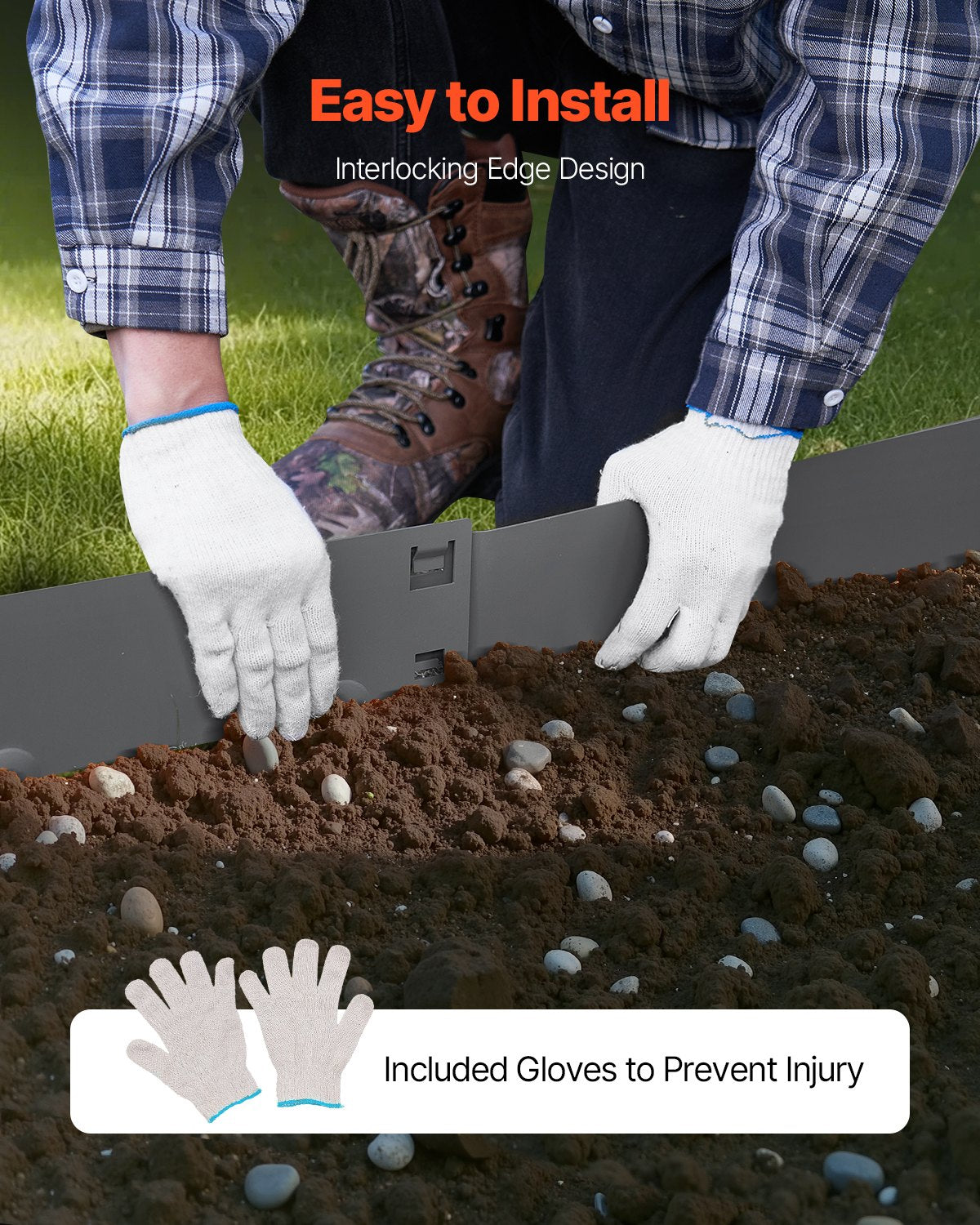 Stålkantlist, 5-pack 39 x 5 tum rostbeständig metallkantlist, böjbar trädgårdskant, kraftig gräsmatta, enkel att installera, rabattgångavdelare mörkgrå