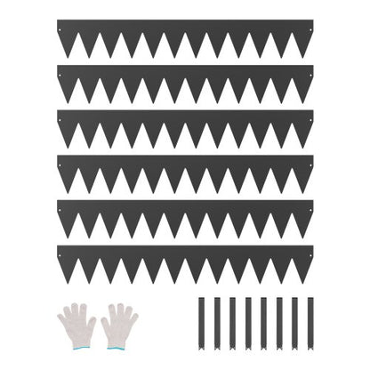 Stålkantlist, 6-pack 40 x 6 tum rostbeständig metallkantlist, böjbar trädgårdskant, kraftig gräsmatta, enkel att installera, rabattgångavdelare svart
