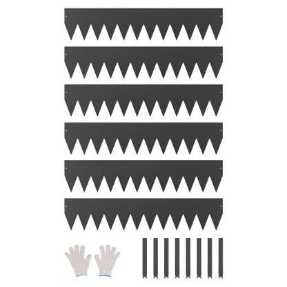 Stålkantlist, 6-pack 40 x 8 tum rostbeständig metallkantlist, böjbar trädgårdskant, kraftig gräsmatta, enkel att installera, rabattgångavdelare svart