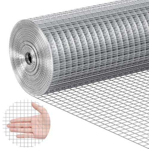 Järnvaruduk, 1/2 tum 24 tum x 25 fot 19 Gauge, varmgalvaniserad trådnätsrulle, hönsnätsstängsel, trådnät för kaninburar, trädgård, små gnagare