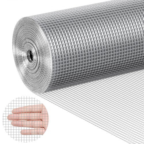 Järnvaruduk, 1/4 tum 36 tum x 100 fot 23 Gauge, varmgalvaniserad trådnätsrulle, hönsnätsstängsel, trådnät för kaninburar, trädgård, små gnagare