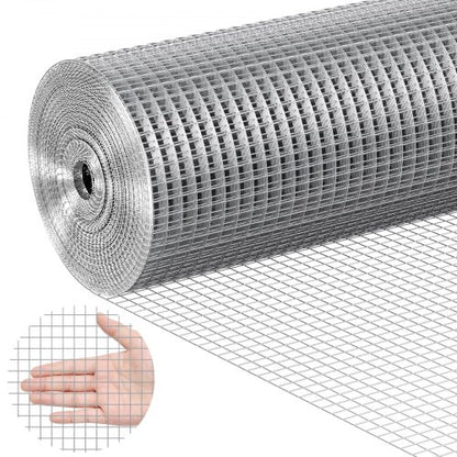 Järnvaruduk, 1/2 tum 36 tum x 50 fot 19 Gauge, varmgalvaniserad trådnätsrulle, hönsnätsstängsel, trådnät för kaninburar, trädgård, små gnagare