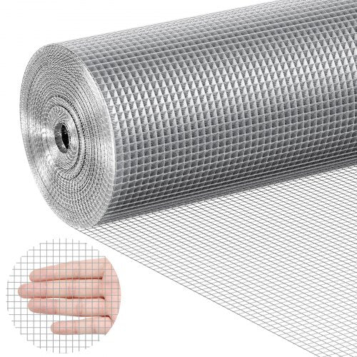 Järnvaruduk, 1/4 tum 48 tum x 100 fot 23 Gauge, varmgalvaniserad trådnätsrulle, hönsnätsstängsel, trådnät för kaninburar, trädgård, små gnagare