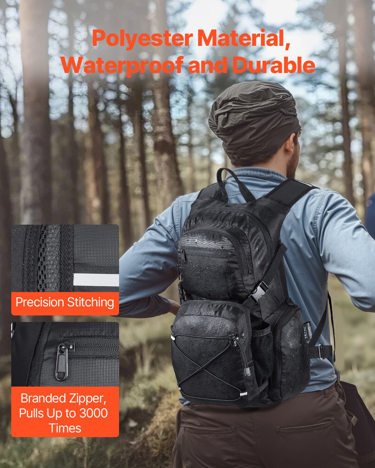 Vätskeryggsäck, 25L isolerad vätskeryggsäck med 2L TPU-vattenblåsa, Vandringsryggsäck med förvaring för män och kvinnor, Hydro Water Daypack för vandring, löpning, cykling, camping